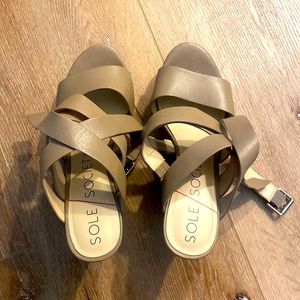 Sole Society Platform Wedges Taupe Size 8